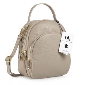 Rucsac dama din piele naturala DiAmanti Amato Taupe Deschis